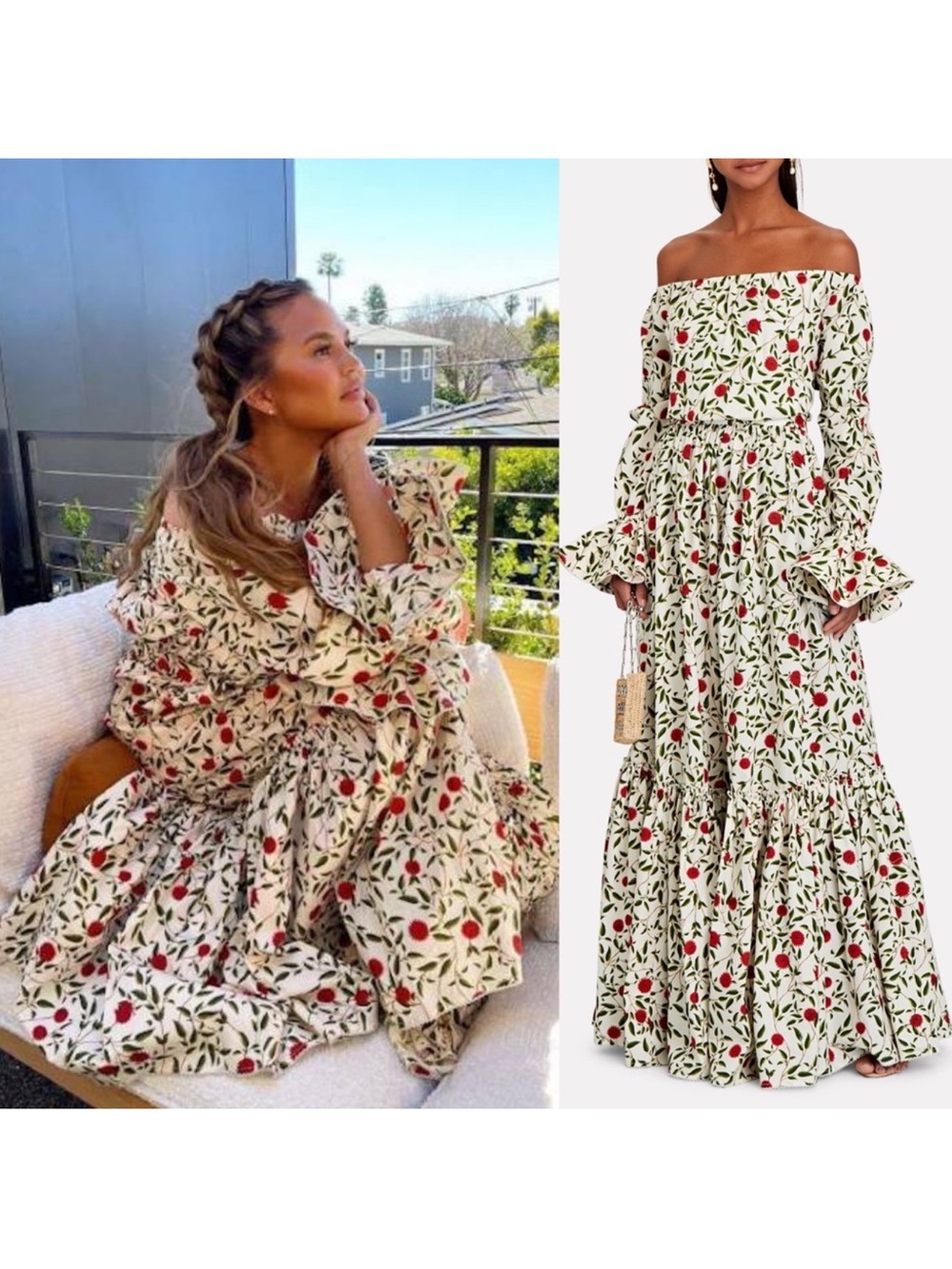 Agua by Agua Bendita Almendra Hedera Floral Maxi Dress Large EUC